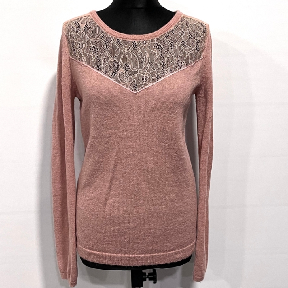 Maison Scotch Blush Wool Alpaca Lace Sweater XS